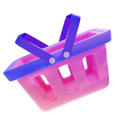 Online shopping 3d rendered icon. Shopping basket cart 3d illustration