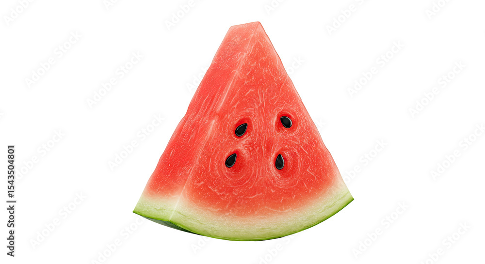Poster a fresh and juicy slice of watermelon isolated on a solid black background