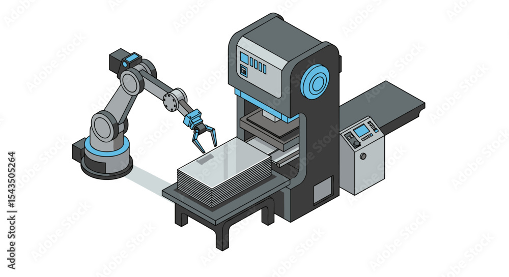 Aufkleber automated robotic arm operating a high-tech industrial machine for manufacturing efficiency isometri