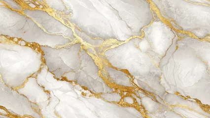 Fotobehang Goud Elegant White Marble Texture with Golden Veins for Luxury Backgrounds and Designs  © MDPARVEZ