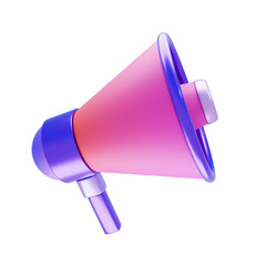 Megaphone on gradient color 3d rendered icon, isolated on transparent background