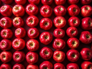 A grid of vibrant red apples, a visual feast