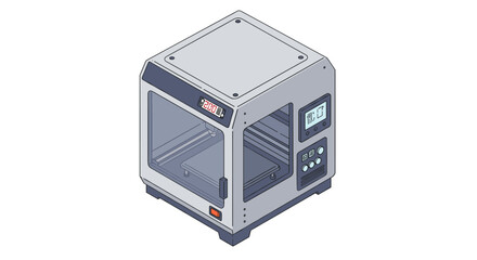 Obraz premium Modern 3d printer with digital display for innovative manufacturing and prototyping isometric style vector illustration