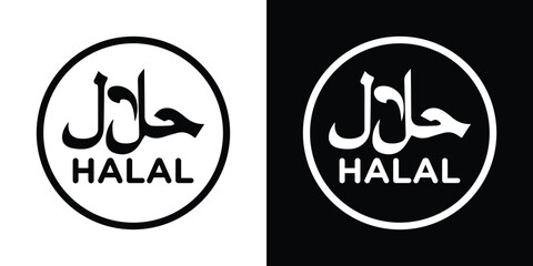 Halal food icon filled flat sign concept for web design.