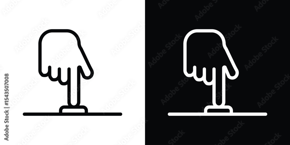 Poster hand push button icon filled flat sign concept for web design.