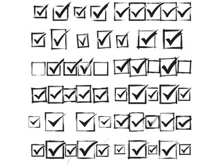 Hand-drawn checkboxes for lists and tasks, collection of hand-drawn checkboxes, perfect for illustrating lists, to-do tasks, or other checkable items. checklist, checkboxes, to-do list, tasks, complet