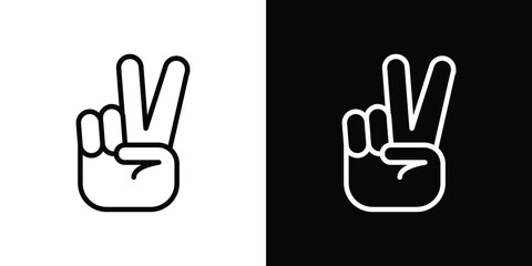 Hand peace icon filled flat sign concept for web design.