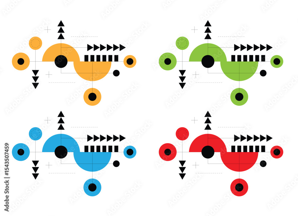 Poster abstract design of geometric shapes circles and lines technological. graphic elements and concepts f