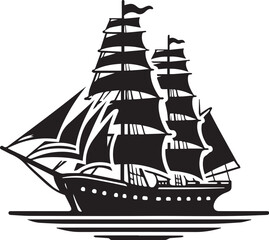 sailing ship vector silhouette logo design on white background
