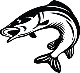 Fish logo template. Creative vector template of fishing club logo or fishing online shop.
