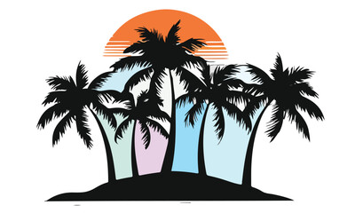 Obraz premium Summer beach sticker set with cute tropical elements.