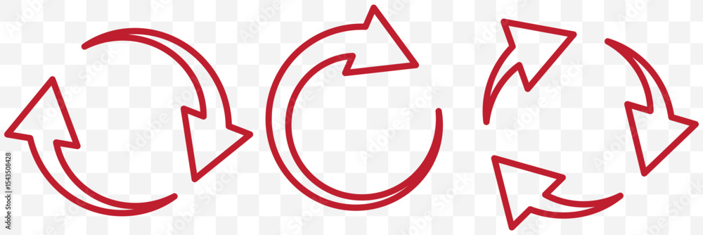 Poster circle arrow icon set. red circular arrow icon, refresh, reload arrow icon symbol sign. red reload v