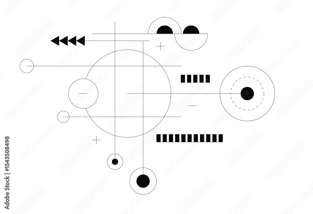 Poster abstract technological blueprint design element black and white. graphic elements and concepts for i
