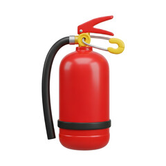 Obraz premium Vivid Red Fire Extinguisher 3D Render Against Transparent Background with Yellow Details