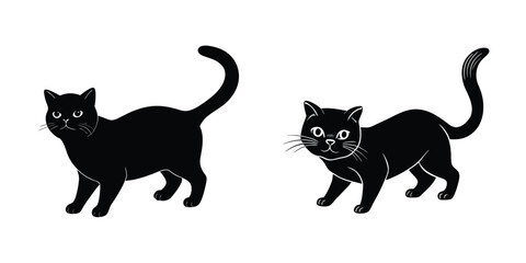 Pouncing Exotic Shorthair Cat Silhouette on White Background