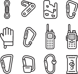 Fototapeta premium Climber Rappelling Down Cliff SilhouetteExtreme Rappelling Action Vector SceneMountain Rappelling Gear Silhouette DesignRappeller Hanging on Rock Face Vector ArtVertical Descent Adventure Silh