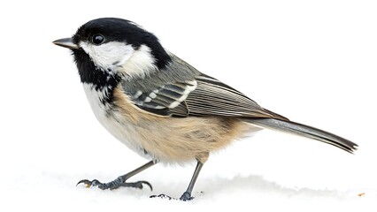 Naklejka premium Coal tit periparus ater isolated on a white background. AI GENERATED