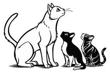 Adorable Group of Diverse Cat Breeds Posing Together for a Charming Photograph Perfect for Pet Lovers and Animal Enthusiasts, silhouette