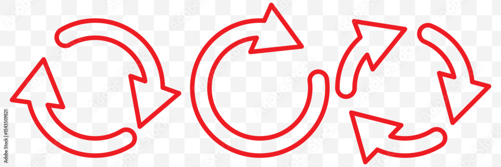 Poster circle arrow icon set. red circular arrow icon, refresh, reload arrow icon symbol sign. red reload v