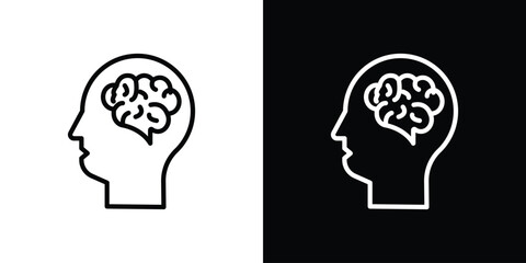 Human head with the brain icon filled flat sign concept for web design.