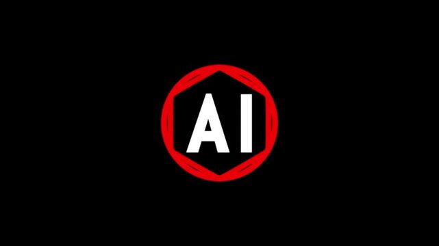 Technology Focus AI Design black Background Circle Frame.