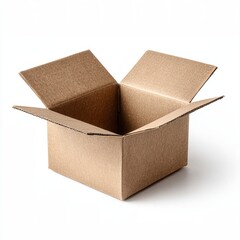 An empty cardboard box with open flaps