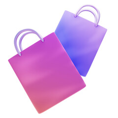 Shopping paper bag on gradient color 3d rendered illustration