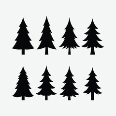 Perfect for Christmas, pine tree icons, and winter vector art on a white background.