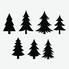 Obraz premium Perfect for Christmas, pine tree icons, and winter vector art on a white background.