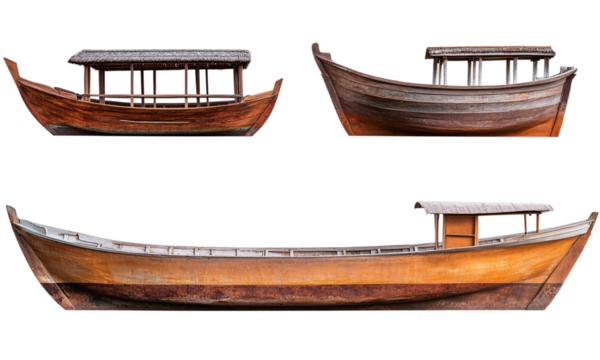 Collection set of traditional boats isolated on transparent background. - Powered by Adobe