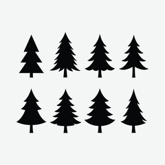 Perfect for Christmas, pine tree icons, and winter vector art on a white background.