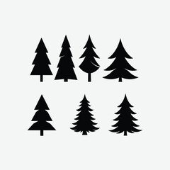 Perfect for Christmas, pine tree icons, and winter vector art on a white background.