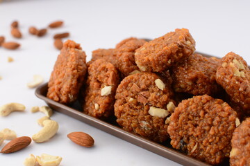 Badami  Sohan halwa in the brown try on a white background