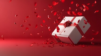 Gift Box with Rose Petals.