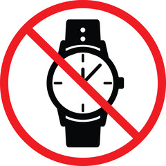 No hand watch icon. Do not use watches sign. No watch time symbol. flat style.