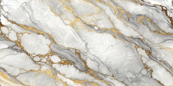 Elegant White Marble Texture with Golden Veins for Luxury Design