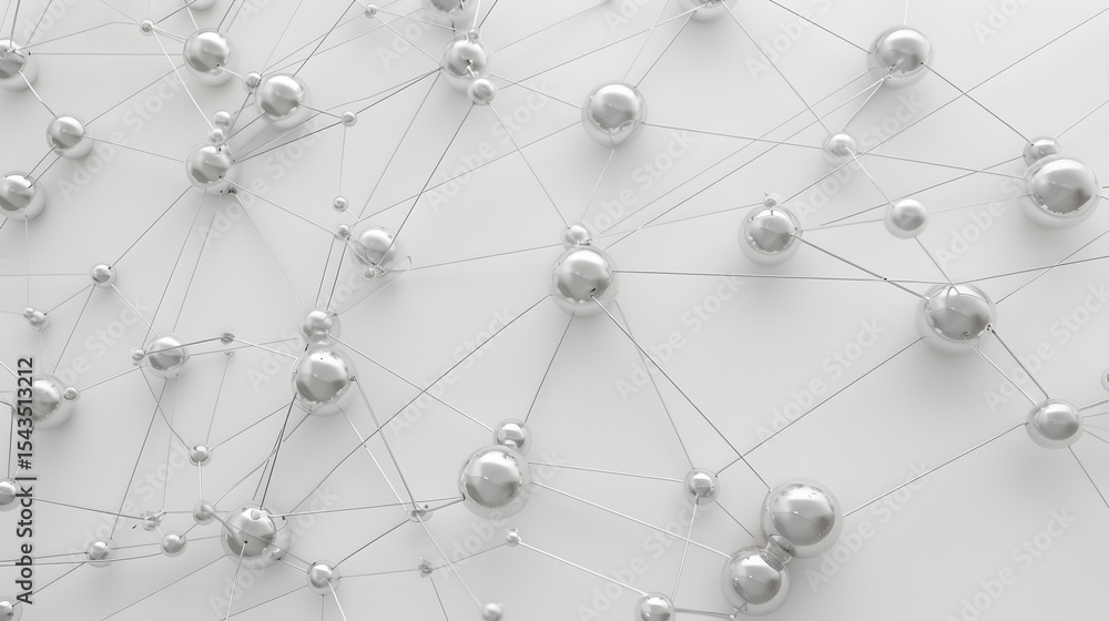 Aufkleber abstract network connection background with silver spheres and lines
