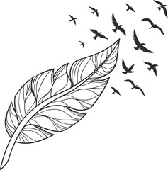 Obraz premium Elegant feather design with birds taking flight perfect for branding logos stationary and website design adding a touch of nature and freedom to your projects