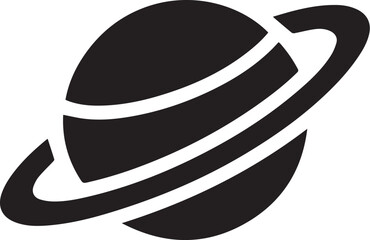 Planet Saturn with planetary ring silhouette vector
