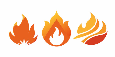 Three Abstract Fire Flame Designs Perfect for Branding Logos and Company Identity Design