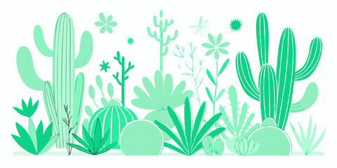 Desert Cactus Plants Botanical Green Design for Branding Logos and Nature Themes