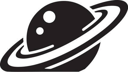 Planet Saturn with planetary ring silhouette vector