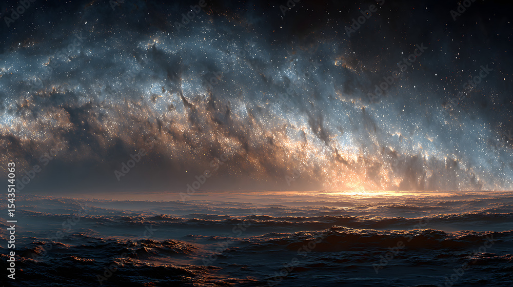 Wall mural 360-degree equirectangular space nebula panorama with hdri spherical projection, featuring a stunnin