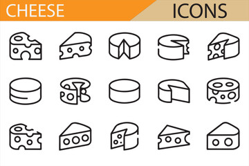 Icons of Cheese with Various Designs, Including Circular and Wedge-shaped Slices