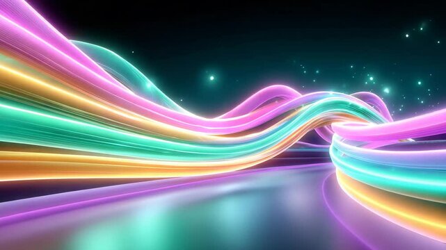 A vibrant and colorful abstract design featuring flowing lines and luminous light effects. Perfect for backgrounds, digital art, and modern visual projects.
