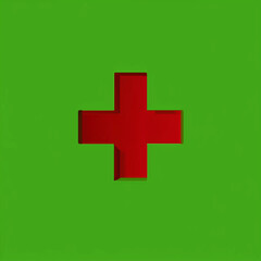 Obraz premium Red Cross Symbol on Green Background