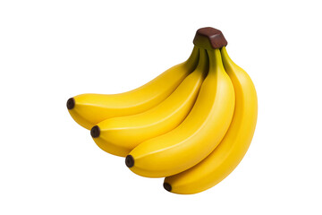 Fresh Ripe Yellow Bananas Bunch Isolated on Pure White Background