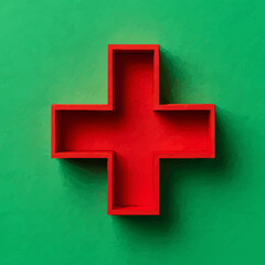 Obraz premium Red Cross Symbol on Green Background