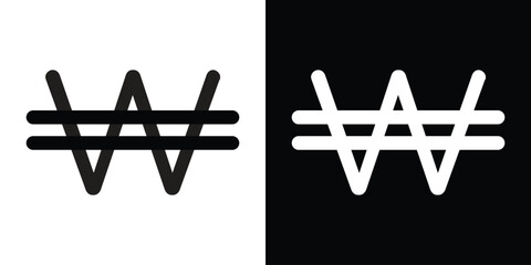 Korean won icon filled flat sign concept for web design.