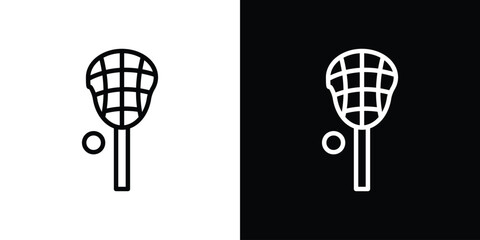 Lacrosse stick ball icon filled flat sign concept for web design.